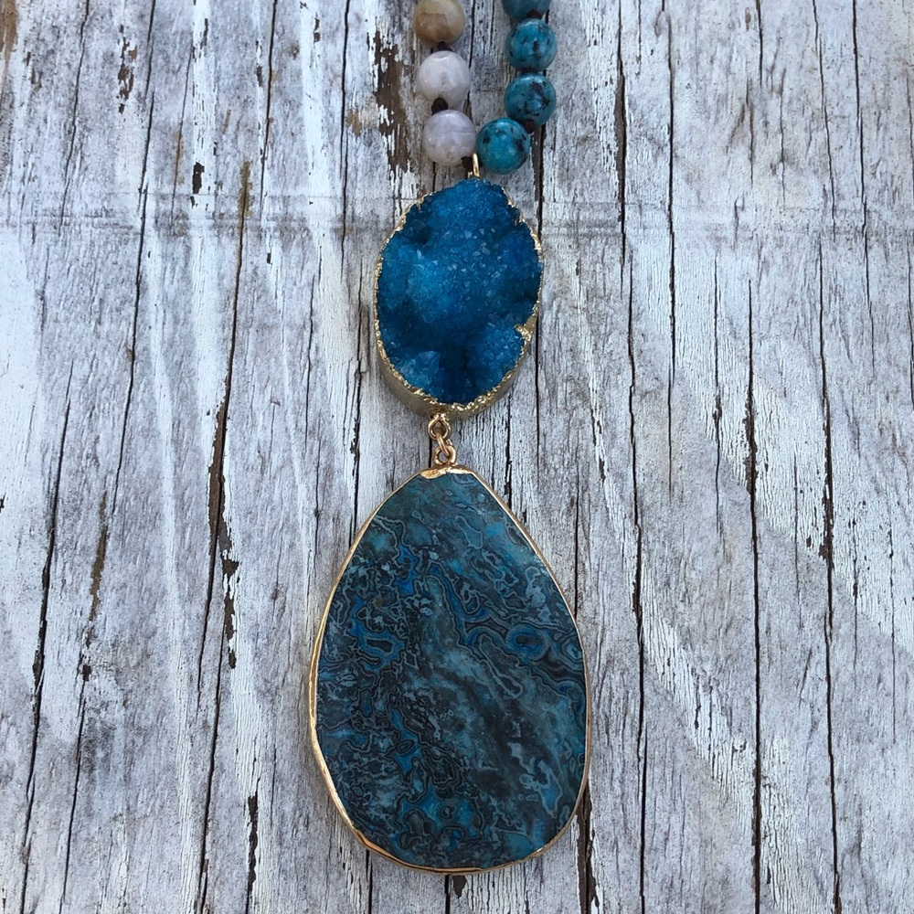 Artisan Druzy Quartz Pendant Necklace! - Picture 3 of 8